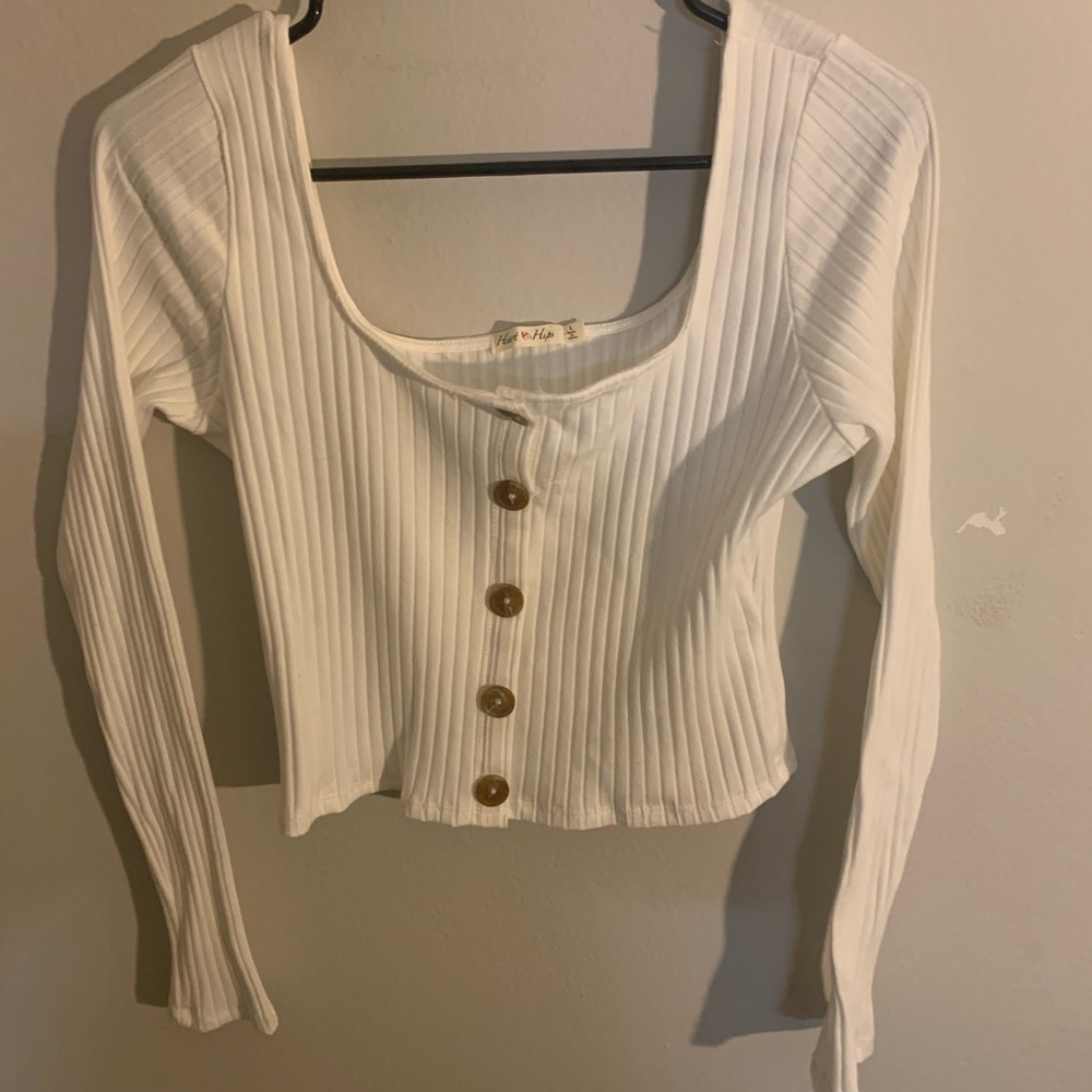White scoop neck blouse